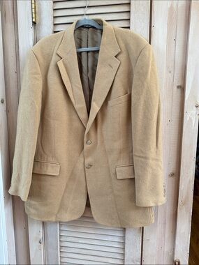 Vintage 90’s Evan Picone Camel Hair Tan Wool Men's Sport Coat 46L